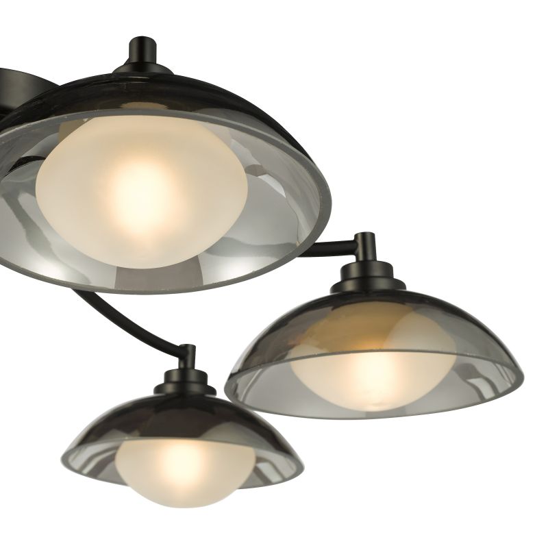 Dar_Vol3-KAD0622 - Kadience - Satin Black 6 Light Semi Flush with Smoked & White Glass