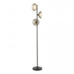 Kadience - Satin Black 3 Light Floor Lamp with Smoked & White Glass
