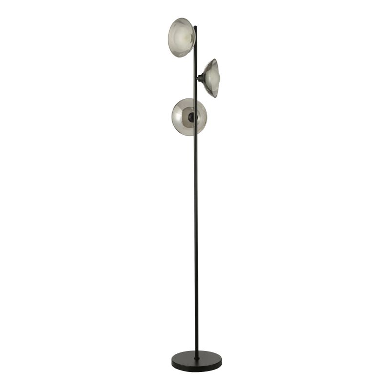 Dar_Vol3-KAD4922 - Kadience - Satin Black 3 Light Floor Lamp with Smoked & White Glass