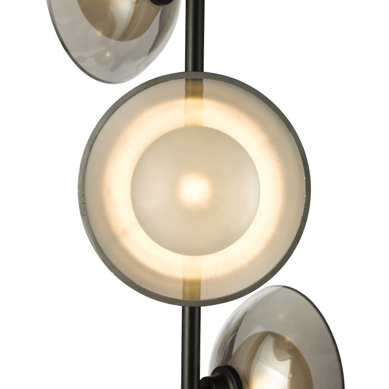 Dar_Vol3-KAD4922 - Kadience - Satin Black 3 Light Floor Lamp with Smoked & White Glass