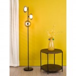 Kadience - Satin Black 3 Light Floor Lamp with Smoked & White Glass