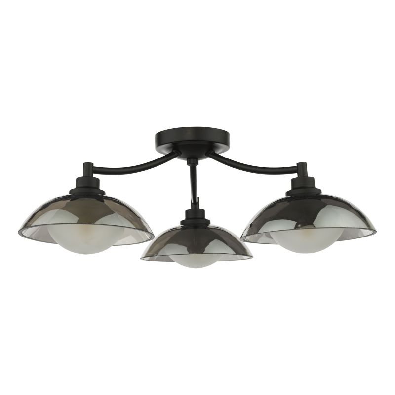 Dar_Vol3-KAD5322 - Kadience - Satin Black 3 Light Semi Flush with Smoked & White Glass