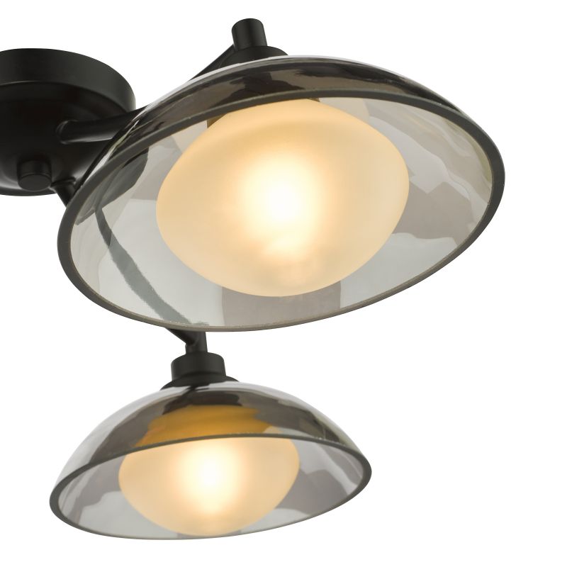 Dar_Vol3-KAD5322 - Kadience - Satin Black 3 Light Semi Flush with Smoked & White Glass