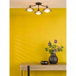 Kadience - Satin Black 3 Light Semi Flush with Smoked & White Glass