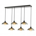 Kadience - Satin Black 6 Light over Island Fitting with Smoked & White Glass