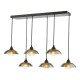Dar_Vol3-KAD6422 - Kadience - Satin Black 6 Light over Island Fitting with Smoked & White Glass