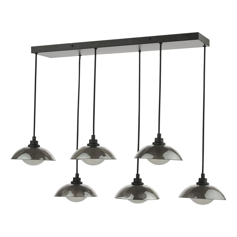 Dar_Vol3-KAD6422 - Kadience - Satin Black 6 Light over Island Fitting with Smoked & White Glass