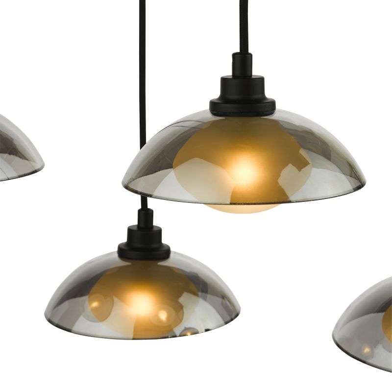 Dar_Vol3-KAD6422 - Kadience - Satin Black 6 Light over Island Fitting with Smoked & White Glass