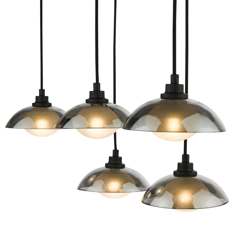 Dar_Vol3-KAD6422 - Kadience - Satin Black 6 Light over Island Fitting with Smoked & White Glass