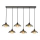 Dar_Vol3-KAD6422 - Kadience - Satin Black 6 Light over Island Fitting with Smoked & White Glass