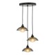 Dar_Vol3-KAD8822 - Kadience - Satin Black 3 Light Cluster Pendant with Smoked & White Glass