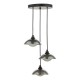 Dar_Vol3-KAD8822 - Kadience - Satin Black 3 Light Cluster Pendant with Smoked & White Glass