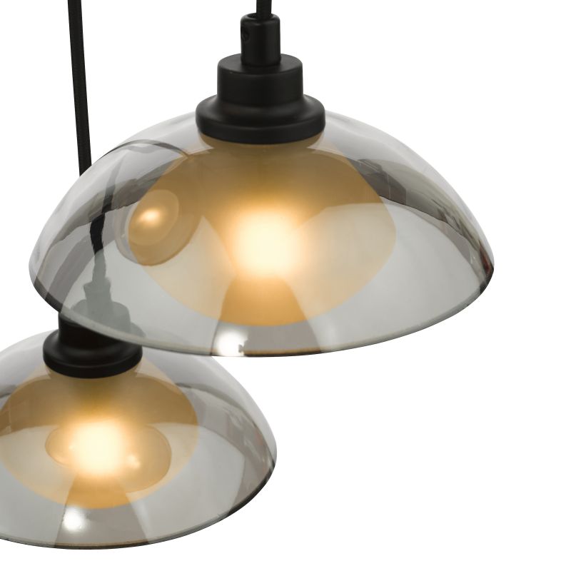 Dar_Vol3-KAD8822 - Kadience - Satin Black 3 Light Cluster Pendant with Smoked & White Glass