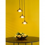 Kadience - Satin Black 3 Light Cluster Pendant with Smoked & White Glass