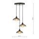 Dar_Vol3-KAD8822 - Kadience - Satin Black 3 Light Cluster Pendant with Smoked & White Glass