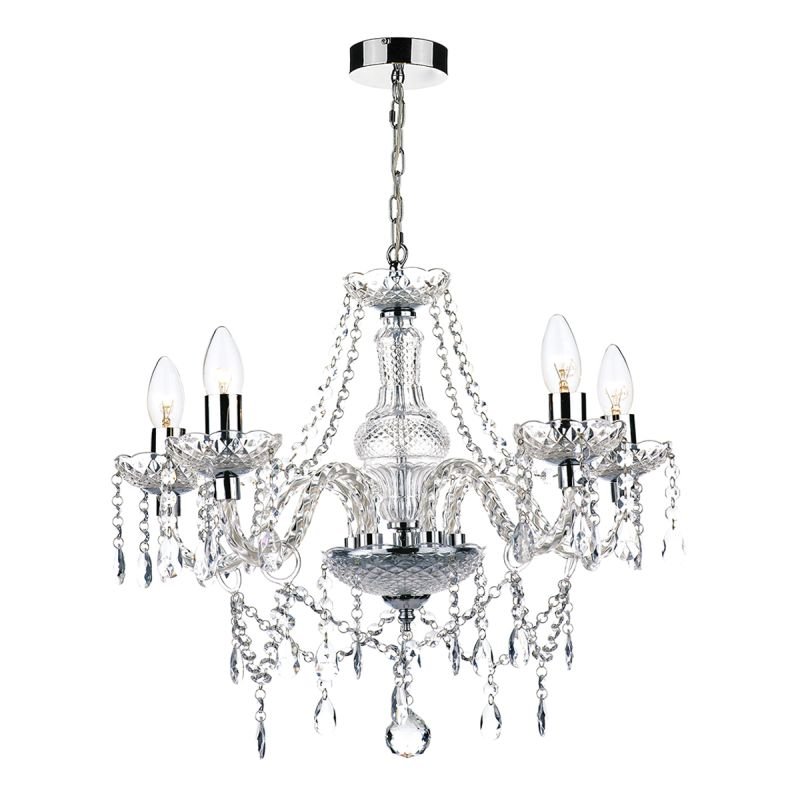 Crystal & Acrylic - Katie - Clear Acrylic Glass 5 Light Chandelier Dar-KAT0550 - Katie - Clear Acrylic Glass 5 Light Chandelier