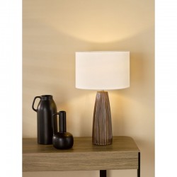 Kaulana - Brown Ceramic Table Lamp with Natural Cotton Shade