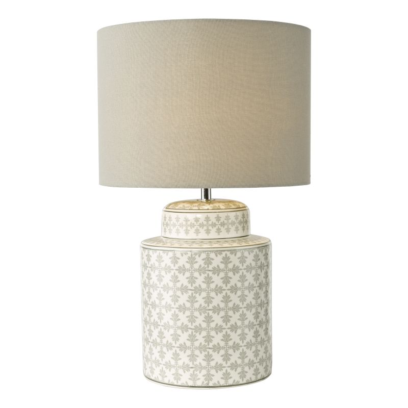 Dar-KED4239 - Kedron - Grey Ceramic Table Lamp with Grey Linen Shade