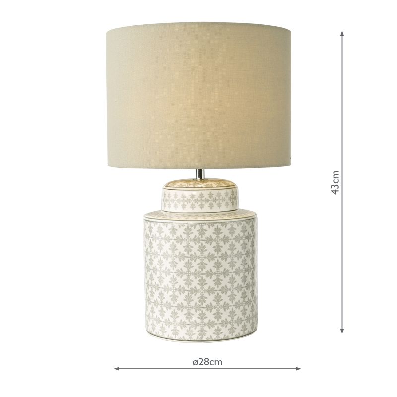 Dar-KED4239 - Kedron - Grey Ceramic Table Lamp with Grey Linen Shade