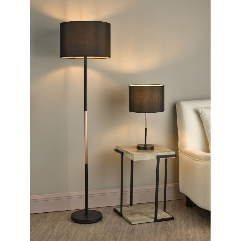 Wisebuys-KEL4264 - Kelso - Black Shade & Black and Copper Table Lamp