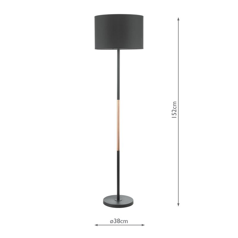 Wisebuys-KEL4964 - Kelso - Black Shade & Black and Copper Floor Lamp