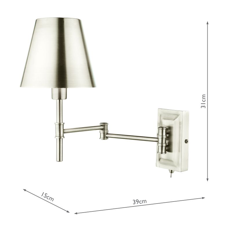 Dar-KEN0738 - Kensington - Polished Nickel Swing Arm Wall Lamp