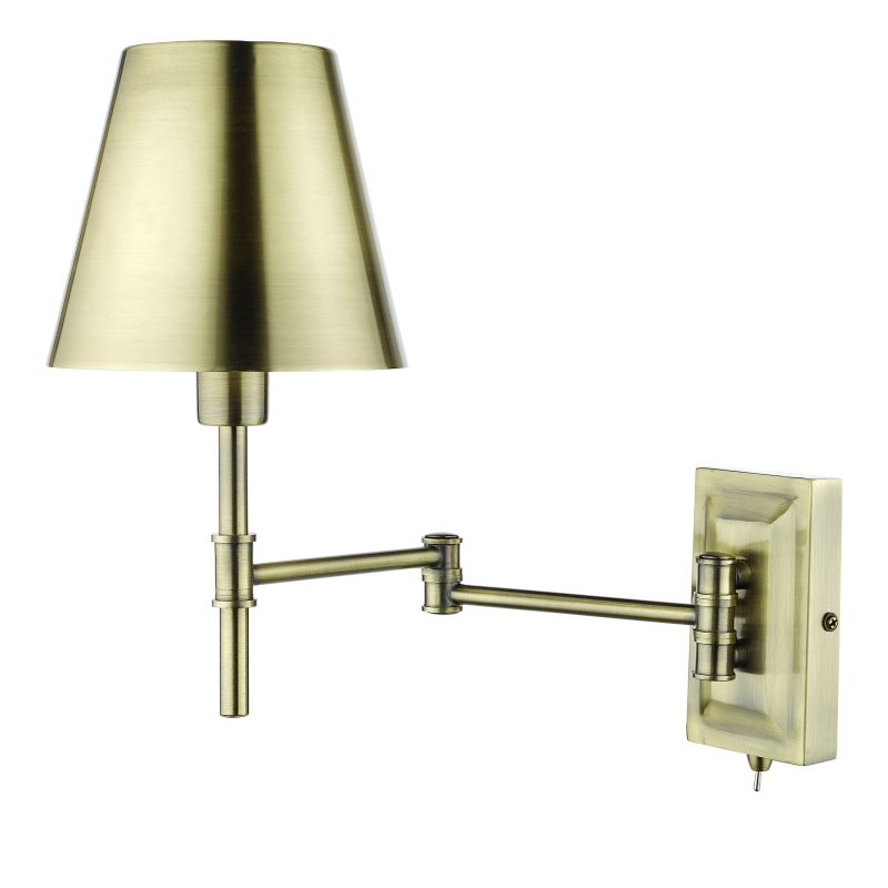 Dar-KEN0775 - Kensington - Antique Brass Swing Arm Wall Lamp