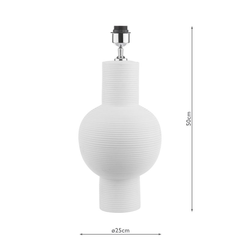 Dar-KIA422 - Kiara - Base Only - White Ceramic Table Lamp