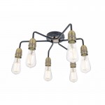 Kiefer - Antique Brass & Black 6 Light Semi Flush Kiefer - Antique Brass & Black 6 Light Semi Flush