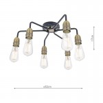 Kiefer - Antique Brass & Black 6 Light Semi Flush Kiefer - Antique Brass & Black 6 Light Semi Flush