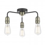 Kiefer - Antique Brass & Black 3 Light Semi Flush Kiefer - Antique Brass & Black 3 Light Semi Flush