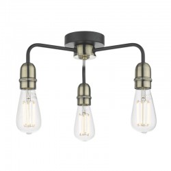 Kiefer - Antique Brass & Black 3 Light Semi Flush Kiefer - Antique Brass & Black 3 Light Semi Flush