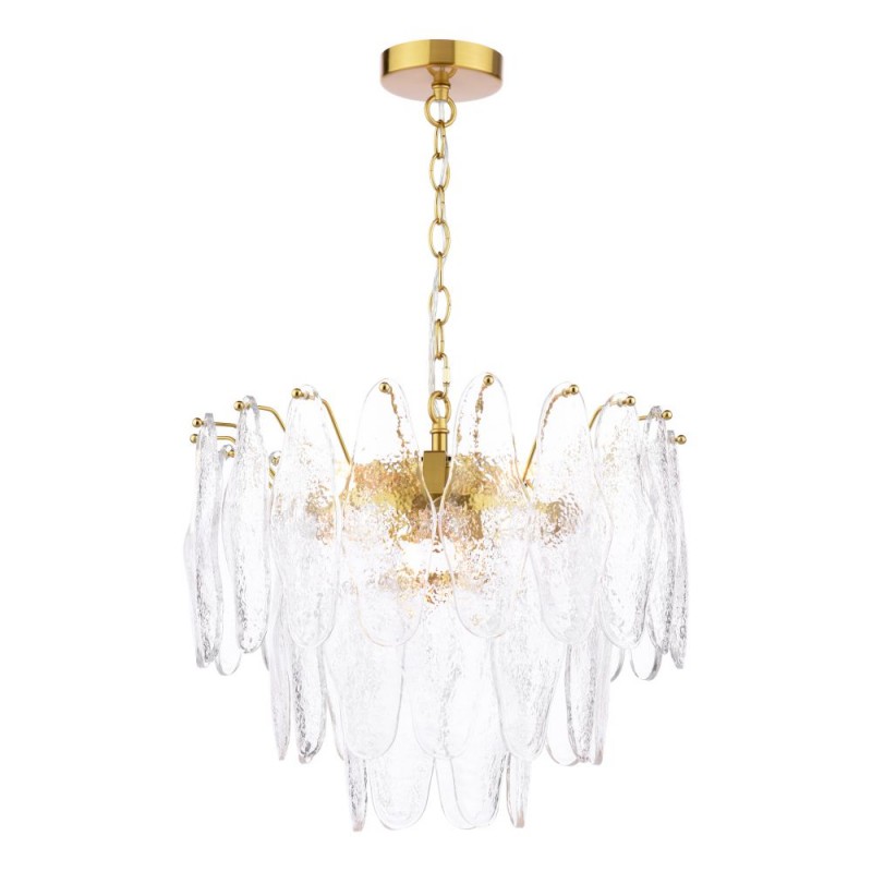 Dar-KIM0642 - Kimmia - Natural Brass 6 Light Centre Fitting Textured Glass