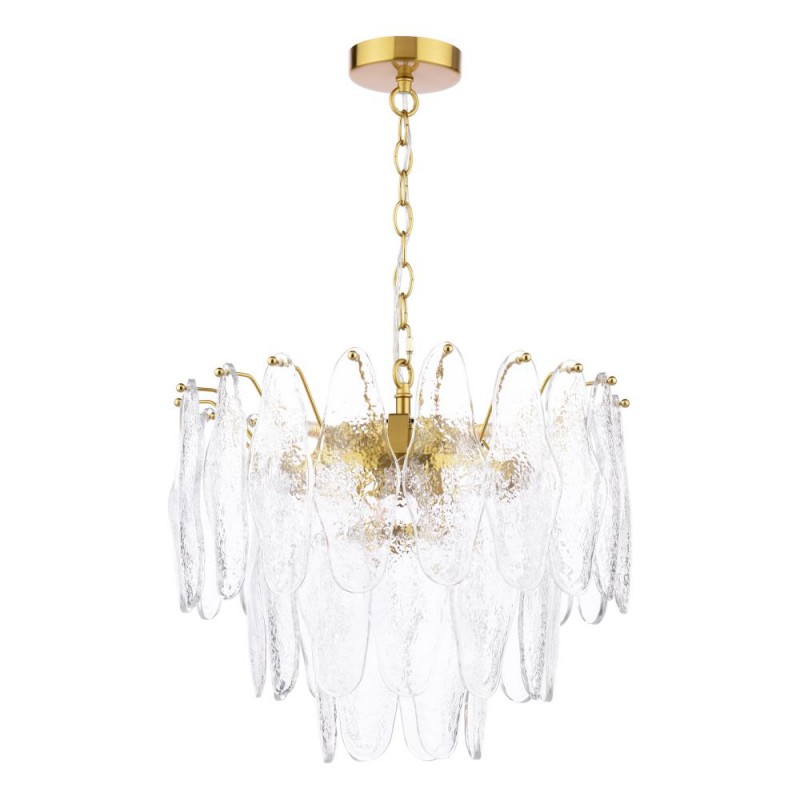Dar-KIM0642 - Kimmia - Natural Brass 6 Light Centre Fitting Textured Glass