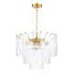 Dar-KIM0642 - Kimmia - Natural Brass 6 Light Centre Fitting Textured Glass