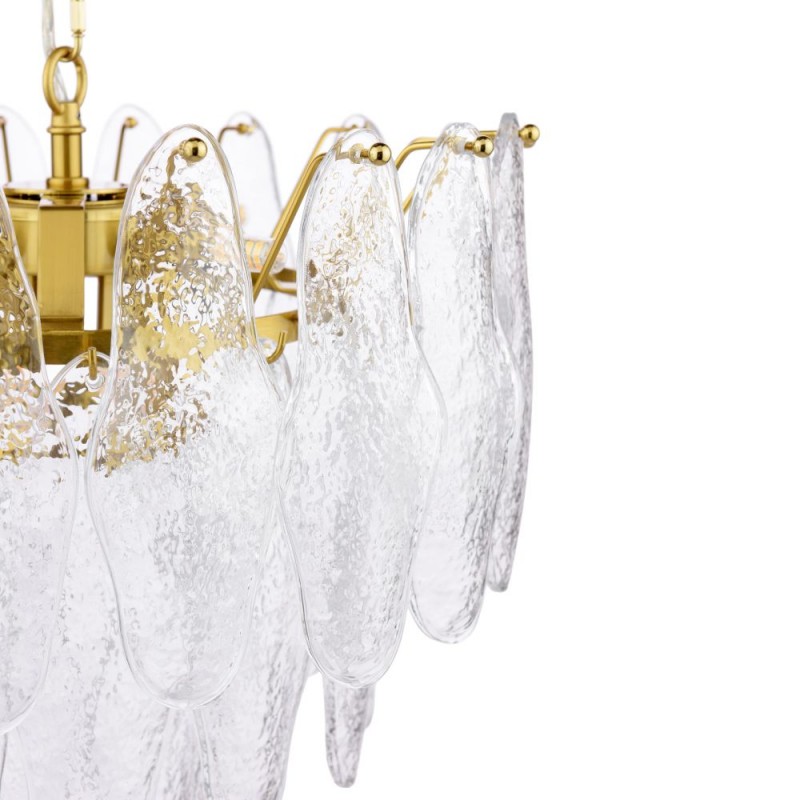 Dar-KIM0642 - Kimmia - Natural Brass 6 Light Centre Fitting Textured Glass