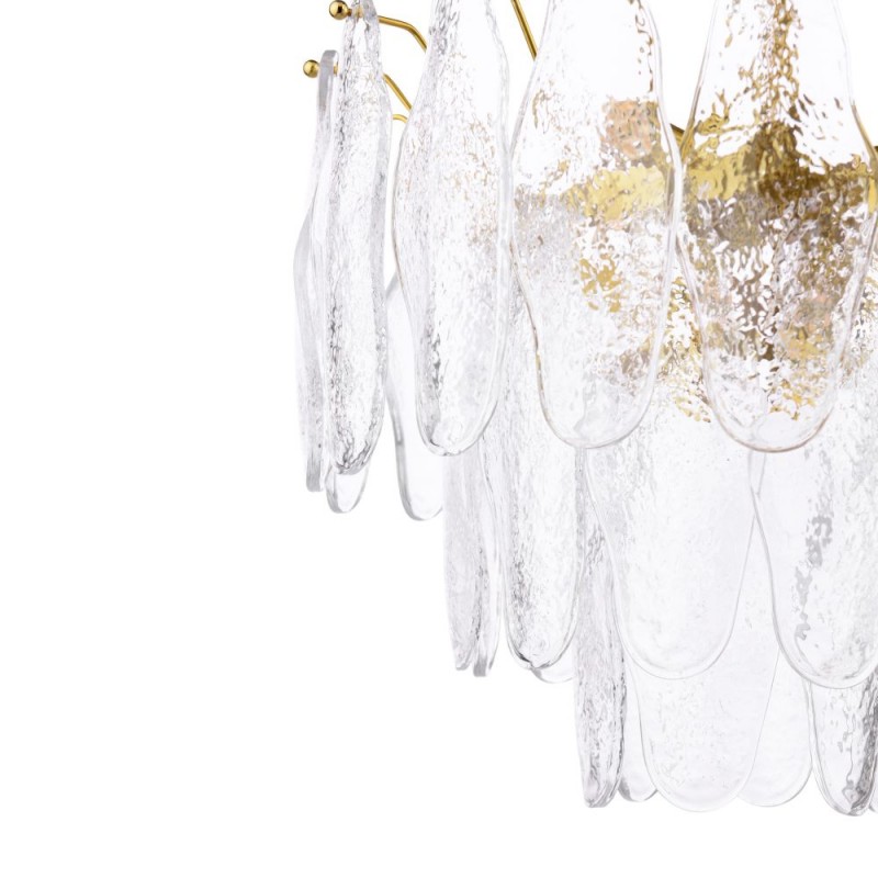 Dar-KIM0642 - Kimmia - Natural Brass 6 Light Centre Fitting Textured Glass