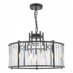 Kiran - Black 5 Light Pendant with Crystal