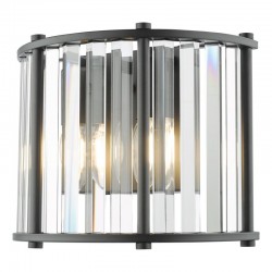Kiran - Black 2 Light Wall Lamp with Crystal Kiran - Black 2 Light Wall Lamp with Crystal