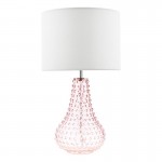 Kristina - Pink Glass Table Lamp with White Linen Shade Kristina - Pink Glass Table Lamp with White Linen Shade