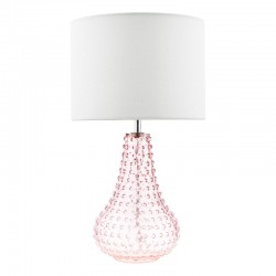 Kristina - Pink Glass Table Lamp with White Linen Shade Kristina - Pink Glass Table Lamp with White Linen Shade