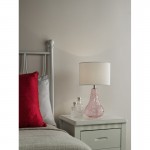 Kristina - Pink Glass Table Lamp with White Linen Shade Kristina - Pink Glass Table Lamp with White Linen Shade