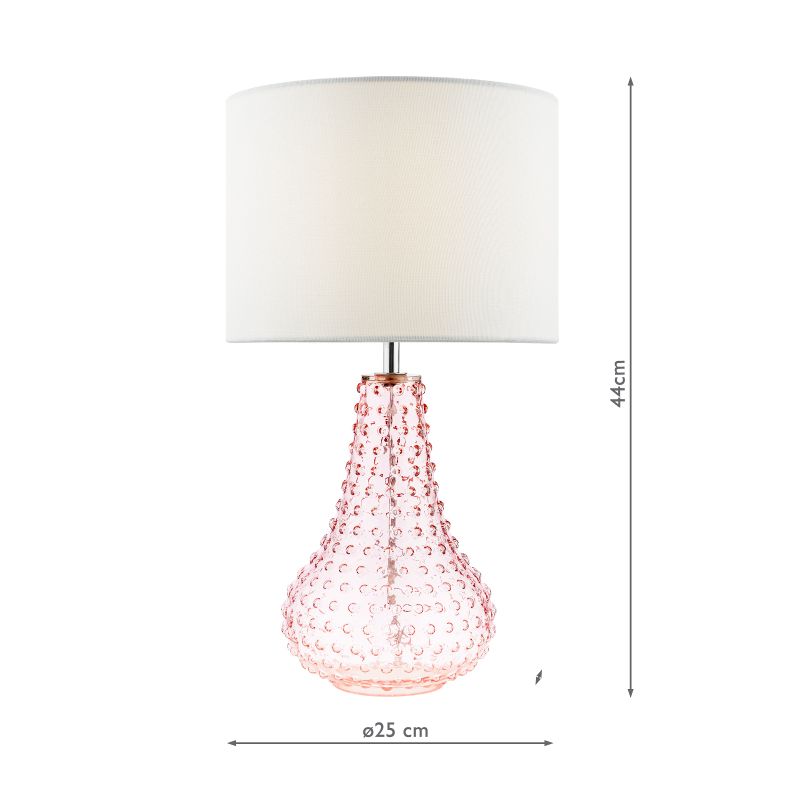 Dar-KRI4203 - Kristina - Pink Glass Table Lamp with White Linen Shade