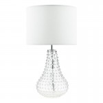 Kristina - Transparent Glass Table Lamp with White Linen Shade Kristina - Transparent Glass Table Lamp with White Linen Shade