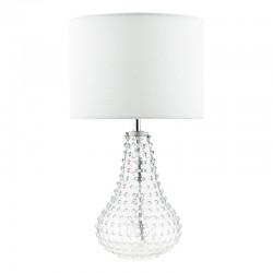 Kristina - Transparent Glass Table Lamp with White Linen Shade Kristina - Transparent Glass Table Lamp with White Linen Shade