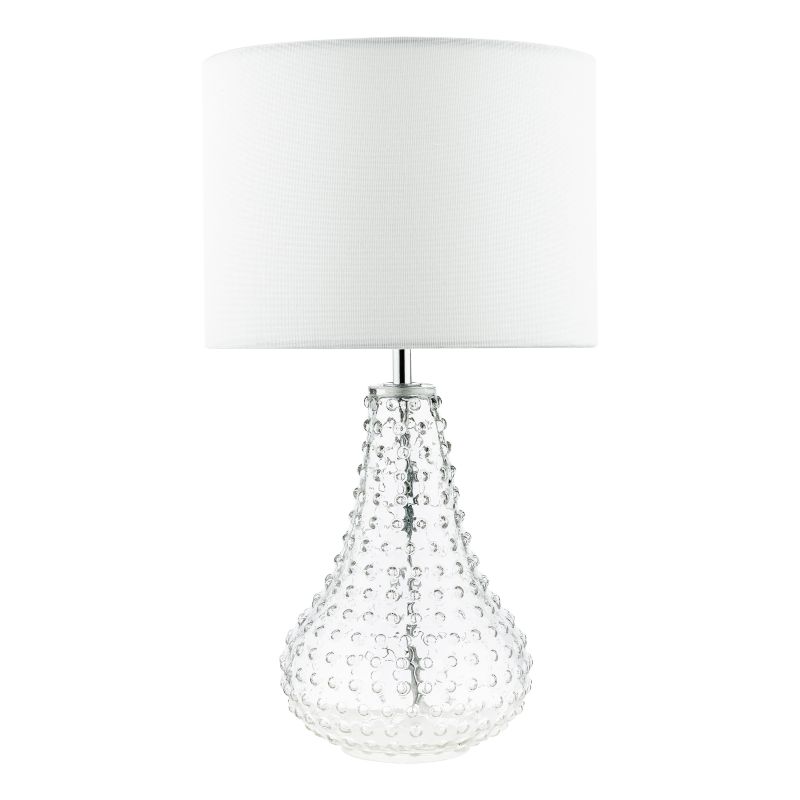 Dar-KRI4208 - Kristina - Transparent Glass Table Lamp with White Linen Shade