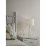 Kristina - Transparent Glass Table Lamp with White Linen Shade Kristina - Transparent Glass Table Lamp with White Linen Shade