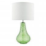 Kristina - Green Glass Table Lamp with White Linen Shade Kristina - Green Glass Table Lamp with White Linen Shade