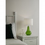 Kristina - Green Glass Table Lamp with White Linen Shade Kristina - Green Glass Table Lamp with White Linen Shade