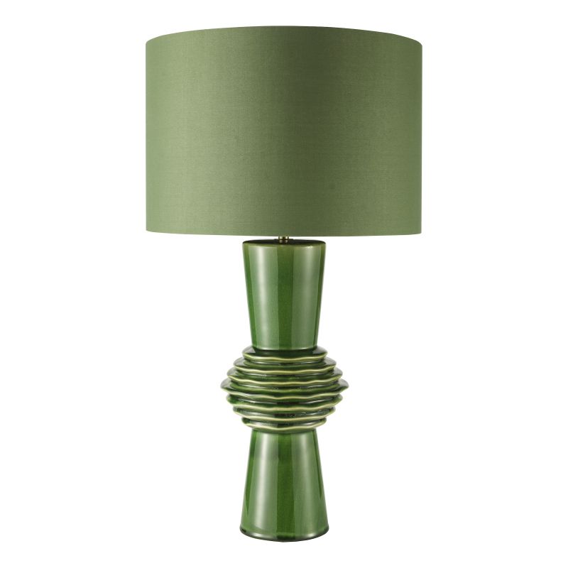 Dar-LAG4224 - Lagle - Green Ceramic Table Lamp with Green Cotton Shade